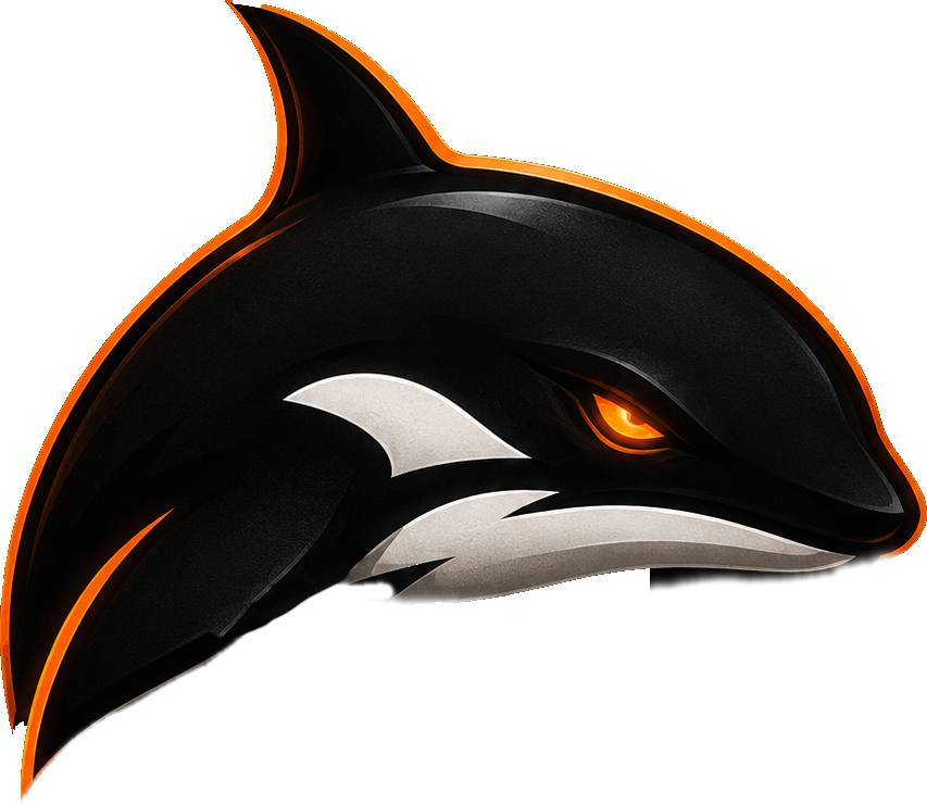 Schwarz-oranges Orca-Zeichen